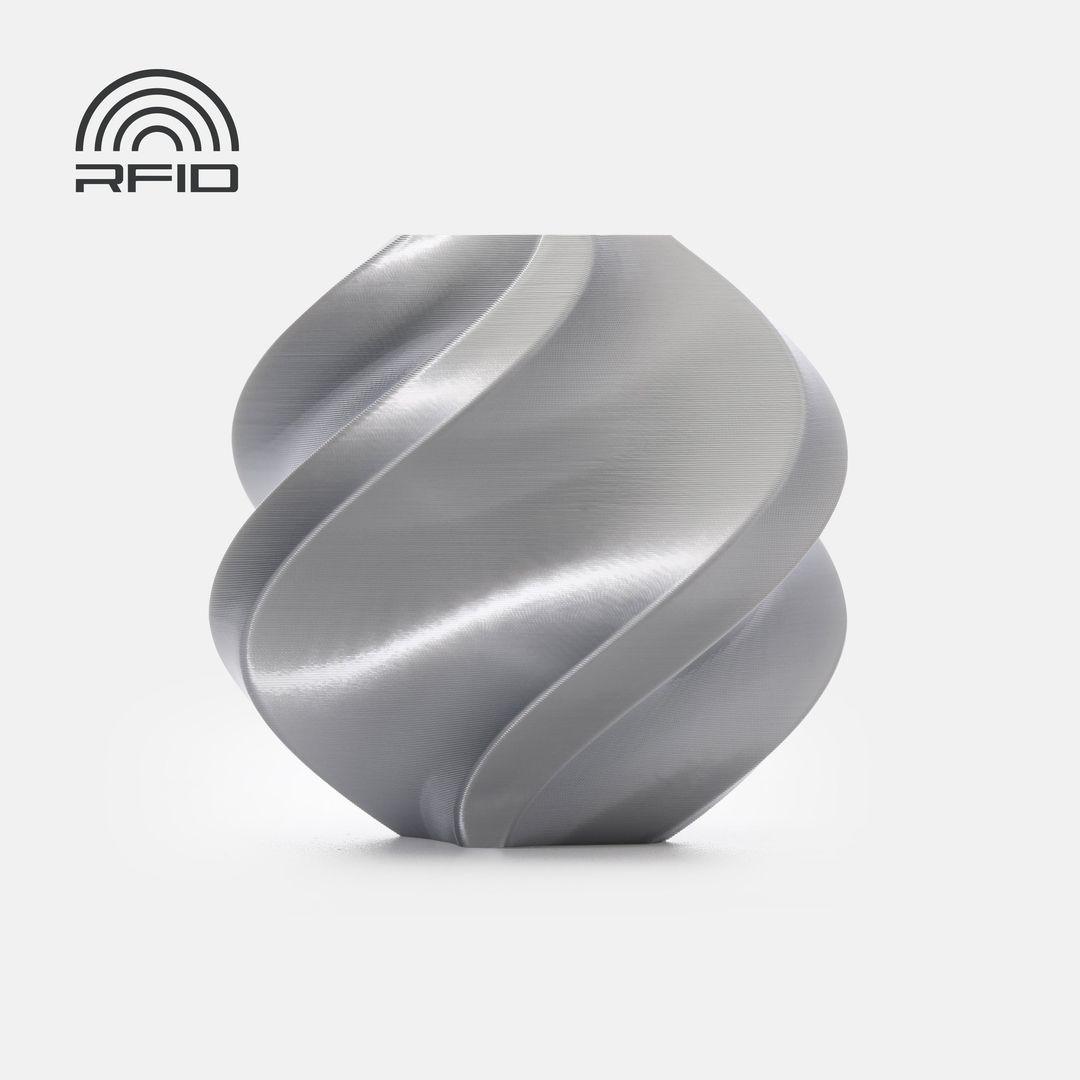 Bambulab PLA Silk+ / Filament mit Spule / 1 kg / Silber